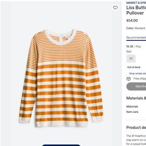 Market & Spruce striped sweater, ivory and gold, size 2X